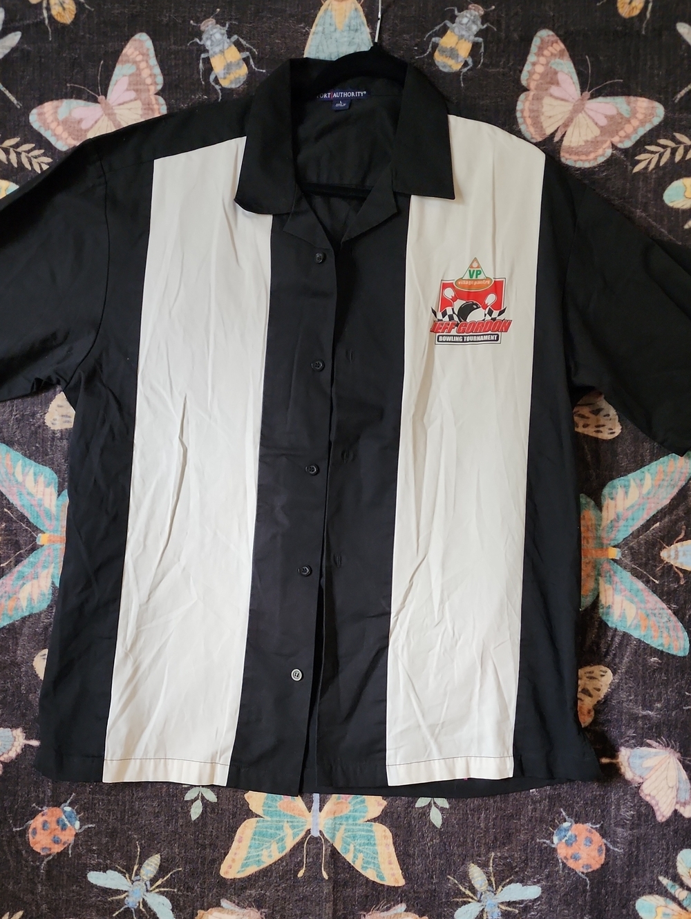 Black and Cream Bowling Shirt Jeff Gordon/Village Pantry. Lg